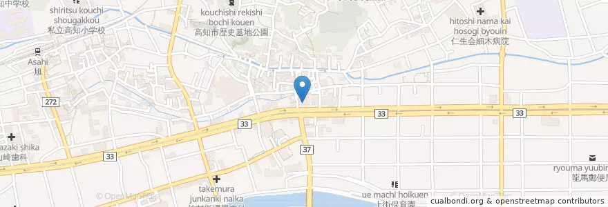 Mapa de ubicacion de 高知銀行 en ژاپن, 高知県, 高知市.