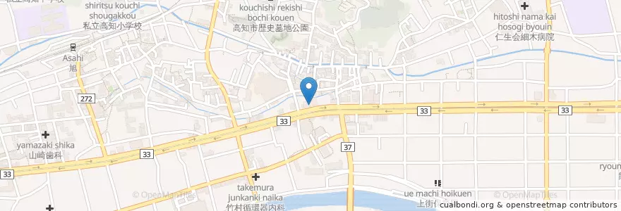 Mapa de ubicacion de うどん 清麻呂 en 일본, 고치현, 고치시.