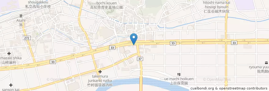 Mapa de ubicacion de かにごく道 en Japão, 高知県, 高知市.