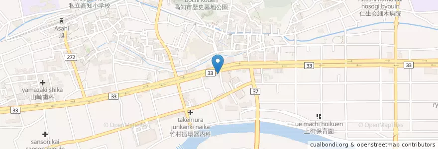 Mapa de ubicacion de いなか寿司 もりおか en Jepun, 高知県, 高知市.