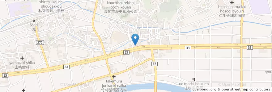 Mapa de ubicacion de ひろしま風 お好み焼き 八丁堀 en Japan, Präfektur Kōchi, 高知市.