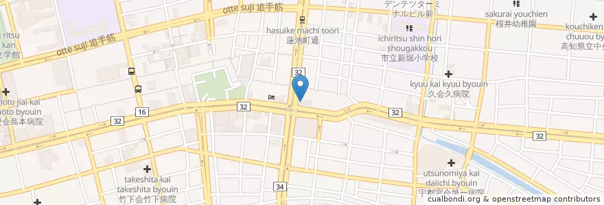 Mapa de ubicacion de 高知警察署 はりまや橋交番 en اليابان, كوتشي, كوتشي.