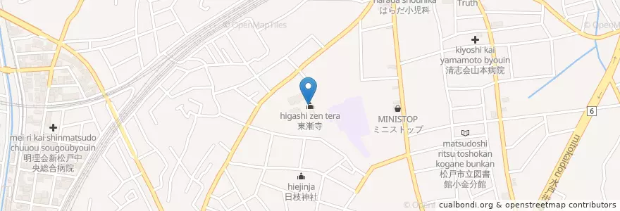 Mapa de ubicacion de 東漸寺 en Japan, 千葉県, 松戸市.