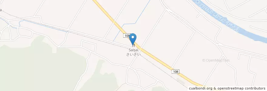 Mapa de ubicacion de さいさい (Saisai) en 일본, 아키타현, 由利本荘市.