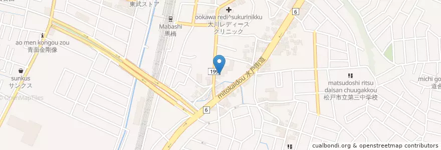 Mapa de ubicacion de 東京ベイ信金 en Япония, Тиба, 松戸市.