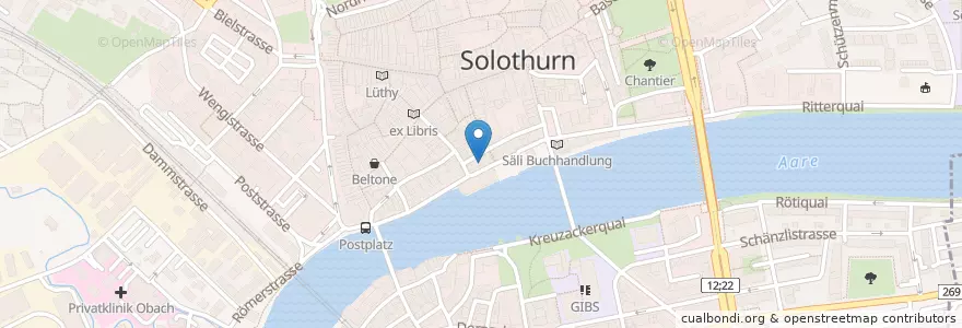 Mapa de ubicacion de Kreuz en Schweiz, Solothurn, Amtei Solothurn-Lebern, Bezirk Solothurn, Bezirk Wasseramt, Solothurn.