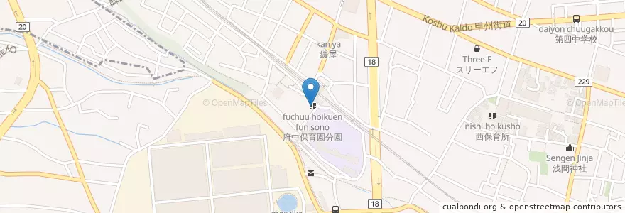 Mapa de ubicacion de 府中保育園分園 en Japan, Tokio, 府中市.