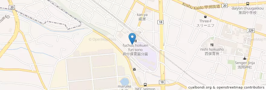 Mapa de ubicacion de 西府デンタルクリニック en Japan, 東京都, 府中市.