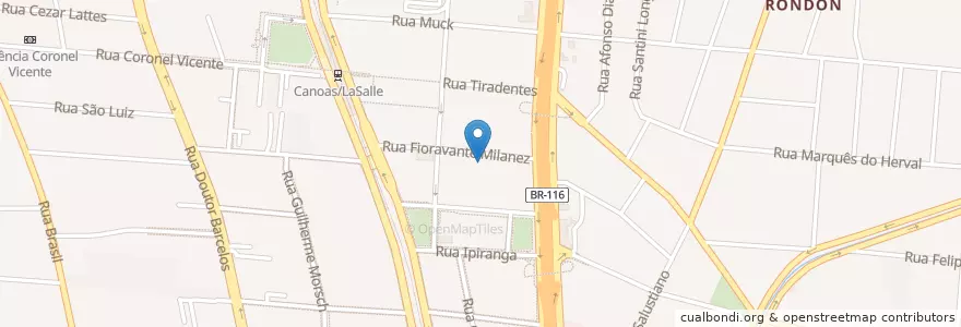 Mapa de ubicacion de Bradesco en البَرَازِيل, المنطقة الجنوبية, ريو غراندي دو سول, Região Geográfica Intermediária De Porto Alegre, Região Metropolitana De Porto Alegre, Região Geográfica Imediata De Porto Alegre, Canoas.