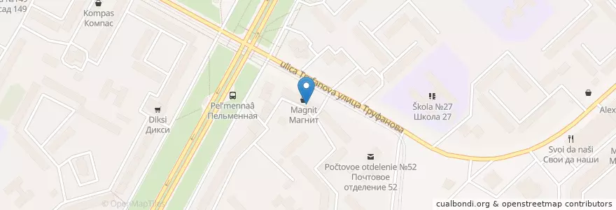Mapa de ubicacion de Промсвязьбанк en Rusland, Centraal Federaal District, Oblast Jaroslavl, Ярославский Район, Городской Округ Ярославль.