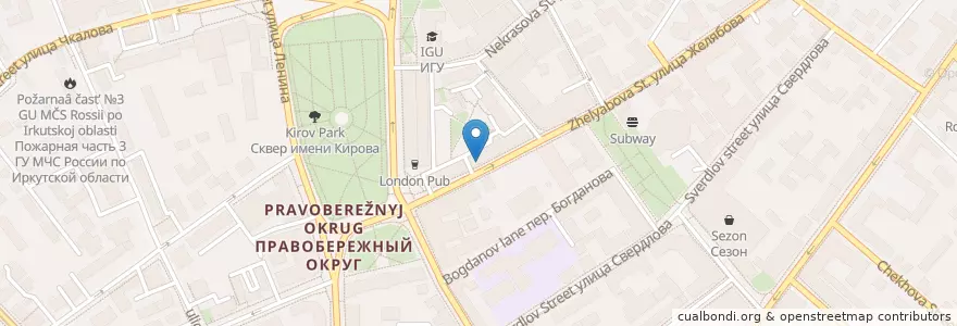 Mapa de ubicacion de Пиноккио en روسيا, Сибирский Федеральный Округ, إركوتسك أوبلاست, Городской Округ Иркутск.