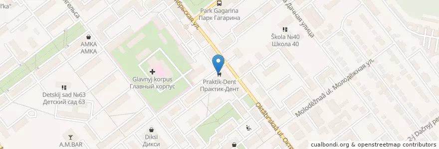 Mapa de ubicacion de Практик-Дент en Rússia, Distrito Federal Central, Рязанская Область, Городской Округ Рязань.