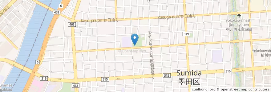 Mapa de ubicacion de 墨田区立外手小学校 en Japón, Tokio, Sumida.