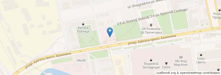 Mapa de ubicacion de Администрация Пролетарского района г.Твери en Russia, Central Federal District, Tver Oblast, Tver, Kalininsky District.