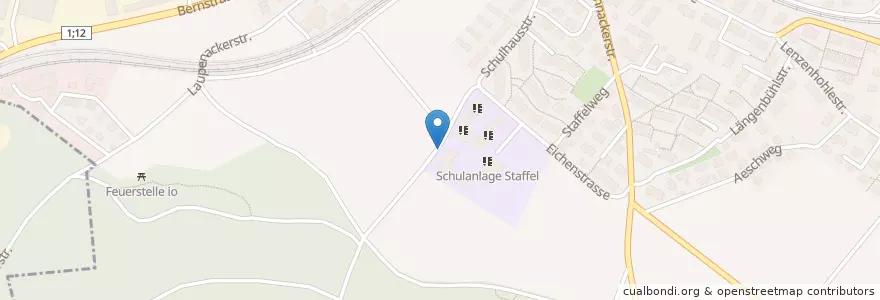 Mapa de ubicacion de Schulanlage Staffel en Suíça, Berna, Verwaltungsregion Bern-Mittelland, Verwaltungskreis Bern-Mittelland, Moosseedorf.