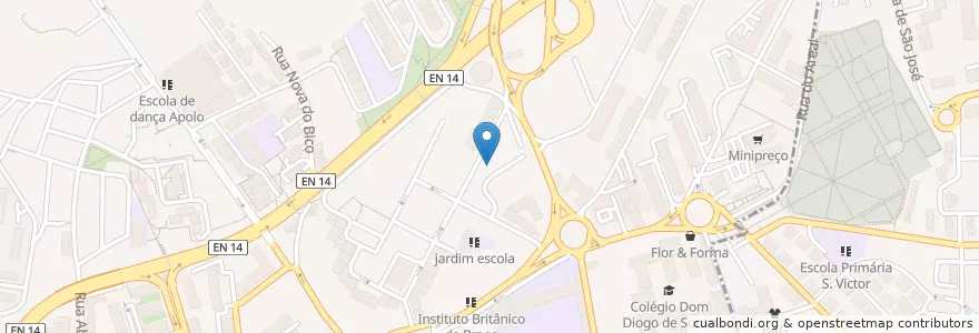 Mapa de ubicacion de Café Concerto en البرتغال, المنطقة الشمالية (البرتغال), براغا, كافادو, براغا, São Vicente.
