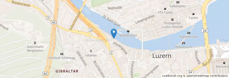 Mapa de ubicacion de Café Bar Lokal en Schweiz, Luzern, Luzern.