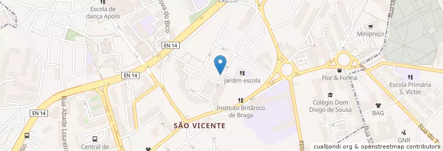Mapa de ubicacion de Clínica Dentária en 葡萄牙, 北部大區, Braga, Cávado, Braga, São Vicente.