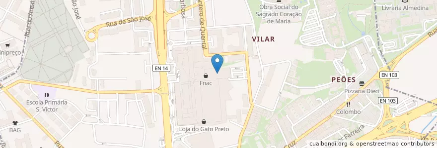 Mapa de ubicacion de Cinemas NOS en ポルトガル, ノルテ, Braga, Cávado, Braga, São Vítor.