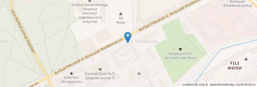 Mapa de ubicacion de Отделение связи №121309 en Russie, District Fédéral Central, Moscou, Западный Административный Округ, Район Филёвский Парк.