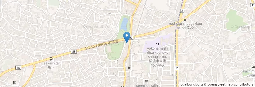 Mapa de ubicacion de 横浜銀行 妙蓮寺支店 en Japan, Präfektur Kanagawa, Yokohama, 港北区.