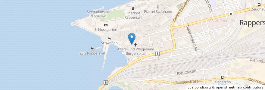 Mapa de ubicacion de Cafe Rosenstädter en سويسرا, Sankt Gallen, Wahlkreis See-Gaster, Rapperswil-Jona.