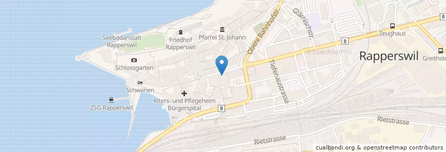 Mapa de ubicacion de UBS en Schweiz/Suisse/Svizzera/Svizra, Sankt Gallen, Wahlkreis See-Gaster, Rapperswil-Jona.