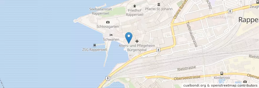 Mapa de ubicacion de Dieci Restaurant en 瑞士, Sankt Gallen, Wahlkreis See-Gaster, Rapperswil-Jona.