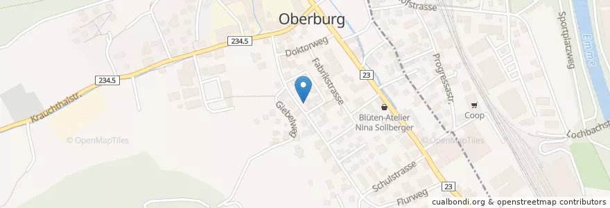Mapa de ubicacion de Freie Missionsgemeinde Oberburg en スイス, ベルン, Verwaltungsregion Emmental-Oberaargau, Verwaltungskreis Emmental, Oberburg.