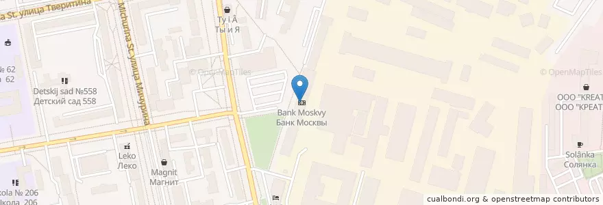 Mapa de ubicacion de ВТБ Банк Москвы en Russie, District Fédéral De L'Oural, Oblast De Sverdlovsk, Городской Округ Екатеринбург.