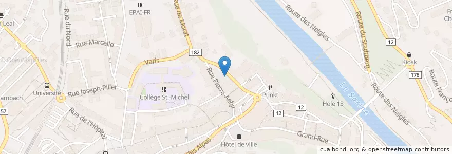 Mapa de ubicacion de Sammelstelle / Point de récolte BOURG - Rue de Morat en سوئیس, Fribourg/Freiburg, District De La Sarine, Fribourg - Freiburg.