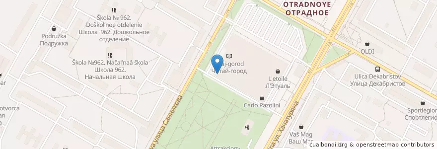 Mapa de ubicacion de KFC en Rusia, Центральный Федеральный Округ, Москва, Северо-Восточный Административный Округ, Район Отрадное.