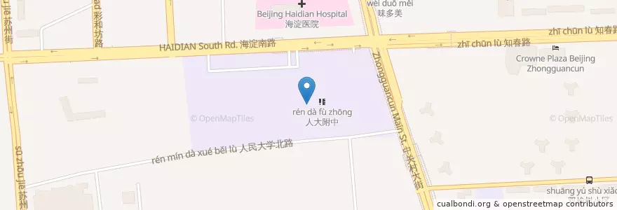 Mapa de ubicacion de 人大附中 en 中国, 北京市, 河北省, 海淀区.