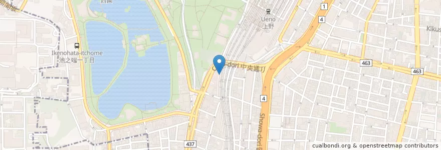 Mapa de ubicacion de 元祖寿司 en 日本, 東京都, 台東区.