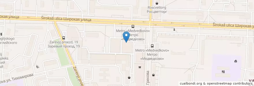 Mapa de ubicacion de Сытый лось en 러시아, Центральный Федеральный Округ, Москва, Северо-Восточный Административный Округ, Район Северное Медведково.