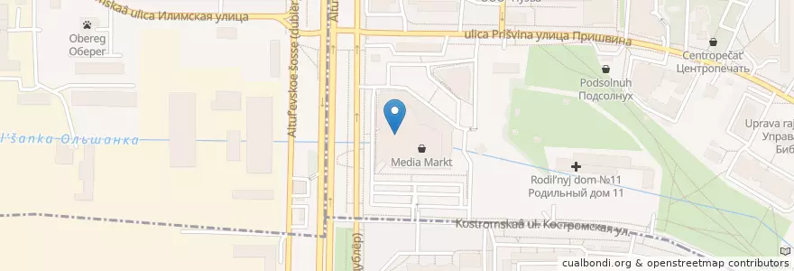Mapa de ubicacion de Суши Сити en Россия, Центральный Федеральный Округ, Москва, Северо-Восточный Административный Округ, Район Бибирево.