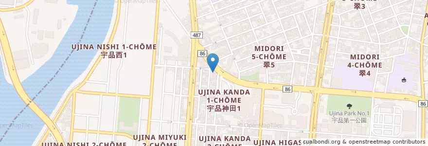 Mapa de ubicacion de 広島風お好み焼ぱくぱく en Japan, 広島県, Hiroshima, 南区.