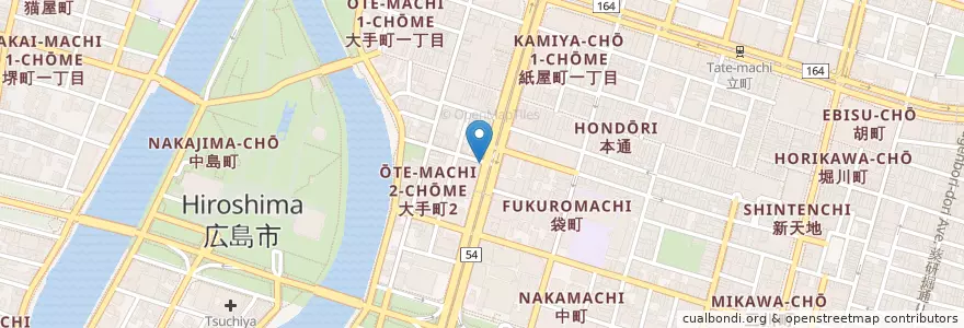 Mapa de ubicacion de 広島信用組合 en Japão, 広島県, 広島市, 中区.