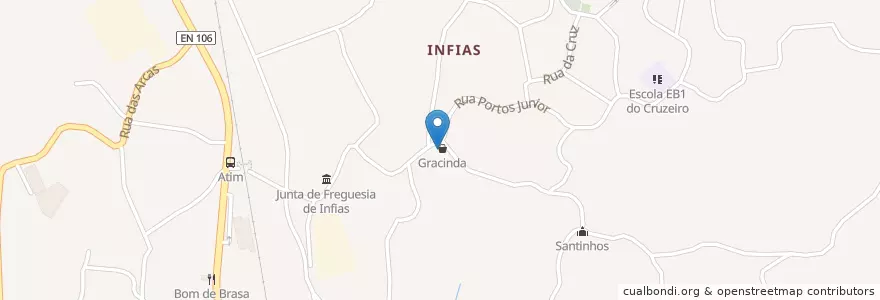 Mapa de ubicacion de Bem estar en 포르투갈, 노르트 지방, Ave, Braga, Vizela, Infias.
