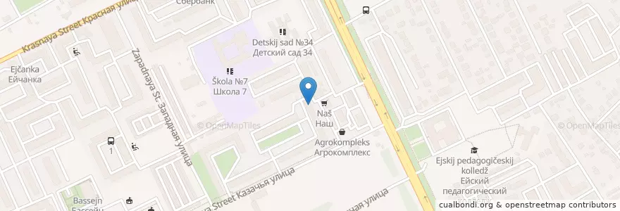 Mapa de ubicacion de Ейск 353691 en روسيا, منطقة فيدرالية جنوبية, منطقة كراسنودار, Ейский Район, Ейское Городское Поселение.