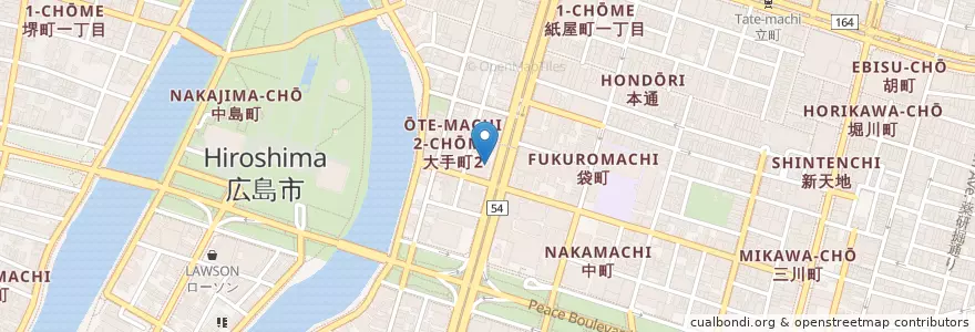 Mapa de ubicacion de Cafe primo en Jepun, 広島県, 広島市, 中区.
