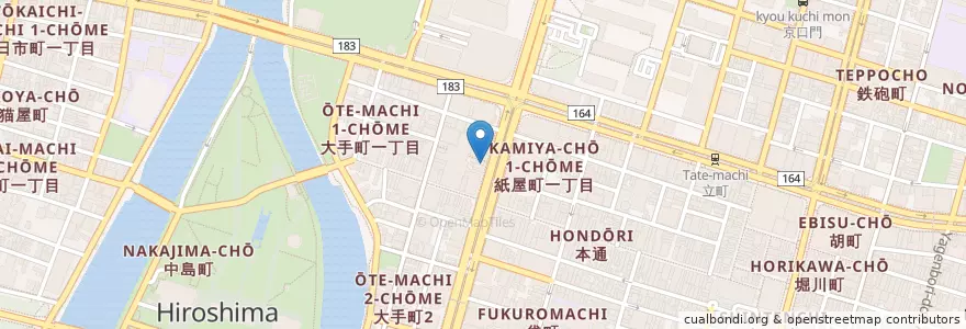 Mapa de ubicacion de ケンタッキーフライドチキン en Japão, 広島県, 広島市, 中区.