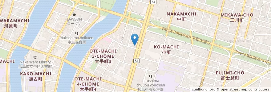 Mapa de ubicacion de なか卯 en Japan, Präfektur Hiroshima, Hiroshima, 中区.