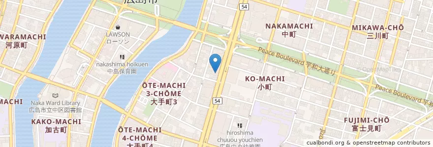 Mapa de ubicacion de ラーメンしれとこ en Japan, Präfektur Hiroshima, Hiroshima, 中区.