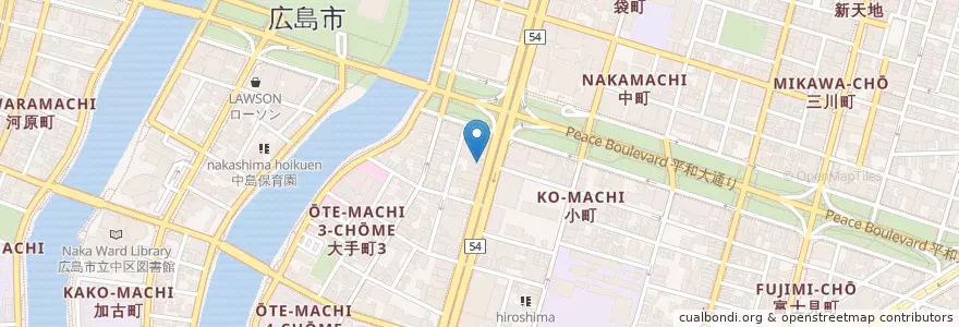 Mapa de ubicacion de 中華そば 陽気 en Japão, 広島県, 広島市, 中区.