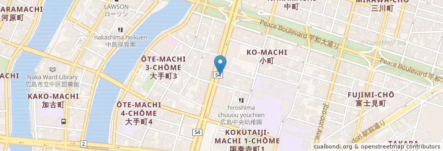 Mapa de ubicacion de やよい軒 en Japan, Präfektur Hiroshima, Hiroshima, 中区.
