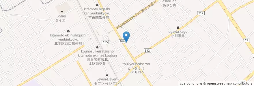 Mapa de ubicacion de SEIMS 北本店 en 日本, 埼玉県, 北本市.