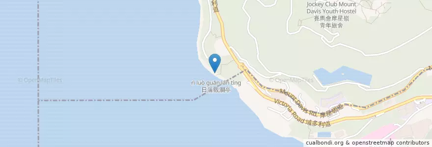 Mapa de ubicacion de 日落觀瀾亭 en China, Guangdong, Hongkong, Hongkong, New Territories, 中西區 Central And Western District.