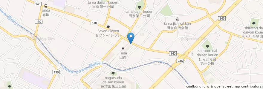 Mapa de ubicacion de まつもと　やきとり en 日本, 神奈川県, 横浜市, 緑区, 青葉区.
