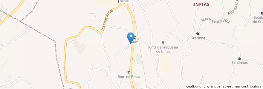 Mapa de ubicacion de Café Atim en Portugal, Norte, Ave, Braga, Vizela, Infias.